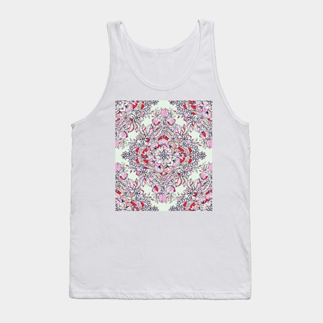 Floral Diamond Doodle in Red and Pink Tank Top by micklyn